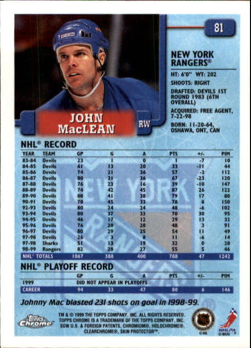 A2320- 1999-00 Topps Hockey Card #s 1-250 +Rookies -You Pick- 15+ FREE US SHIP - Bild 149 von 487