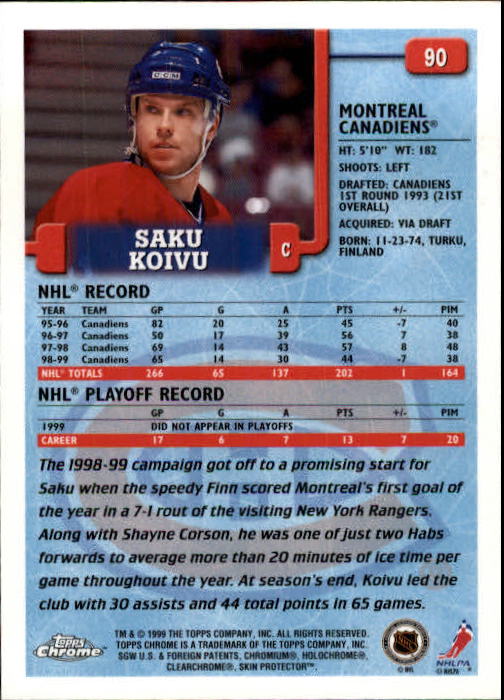 A2320- 1999-00 Topps Hockey Card #s 1-250 +Rookies -You Pick- 15+ FREE US SHIP - Bild 167 von 487