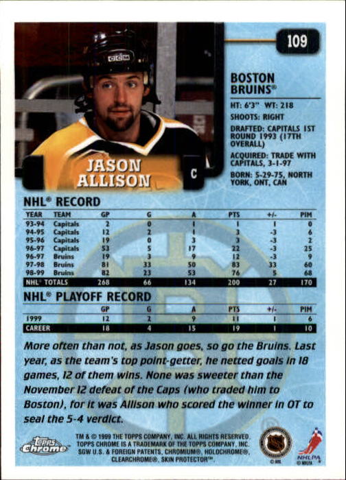 A2320- 1999-00 Topps Hockey Card #s 1-250 +Rookies -You Pick- 15+ FREE US SHIP - Bild 205 von 487