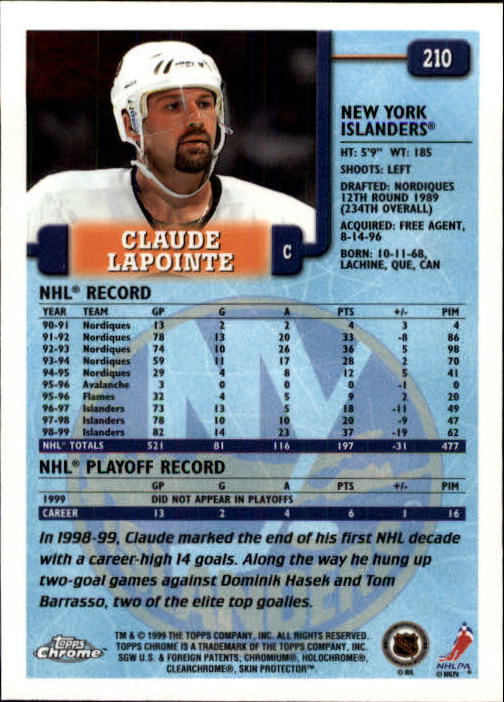 A2320- 1999-00 Topps Hockey Card #s 1-250 +Rookies -You Pick- 15+ FREE US SHIP - Bild 407 von 487