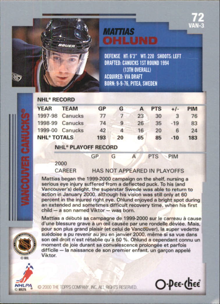 B0136- 2000-01 O-Pee-Chee Hockey Card #s 1-330 -You Pick- 15+ FREE US SHIP