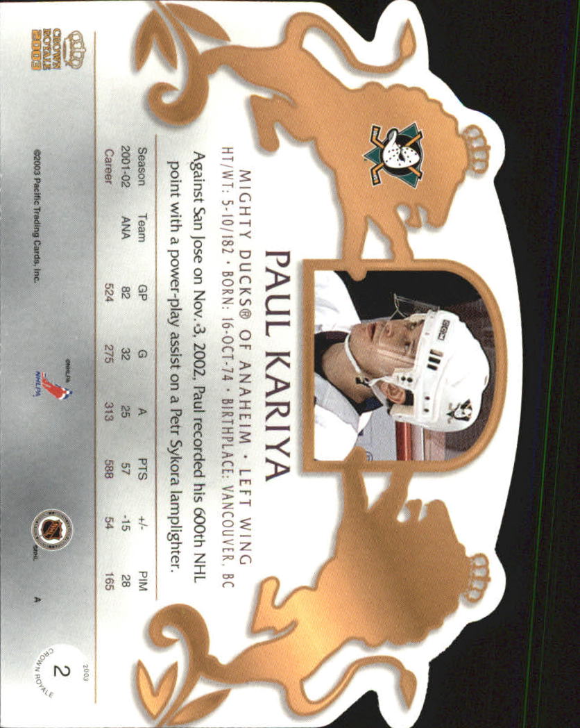 2002-03 Pacific Crown Royale - #76 Johan Hedberg