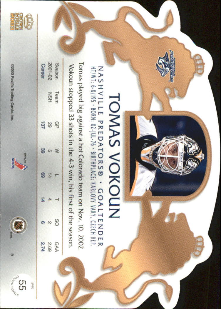 2002-03 Pacific Crown Royale - #76 Johan Hedberg