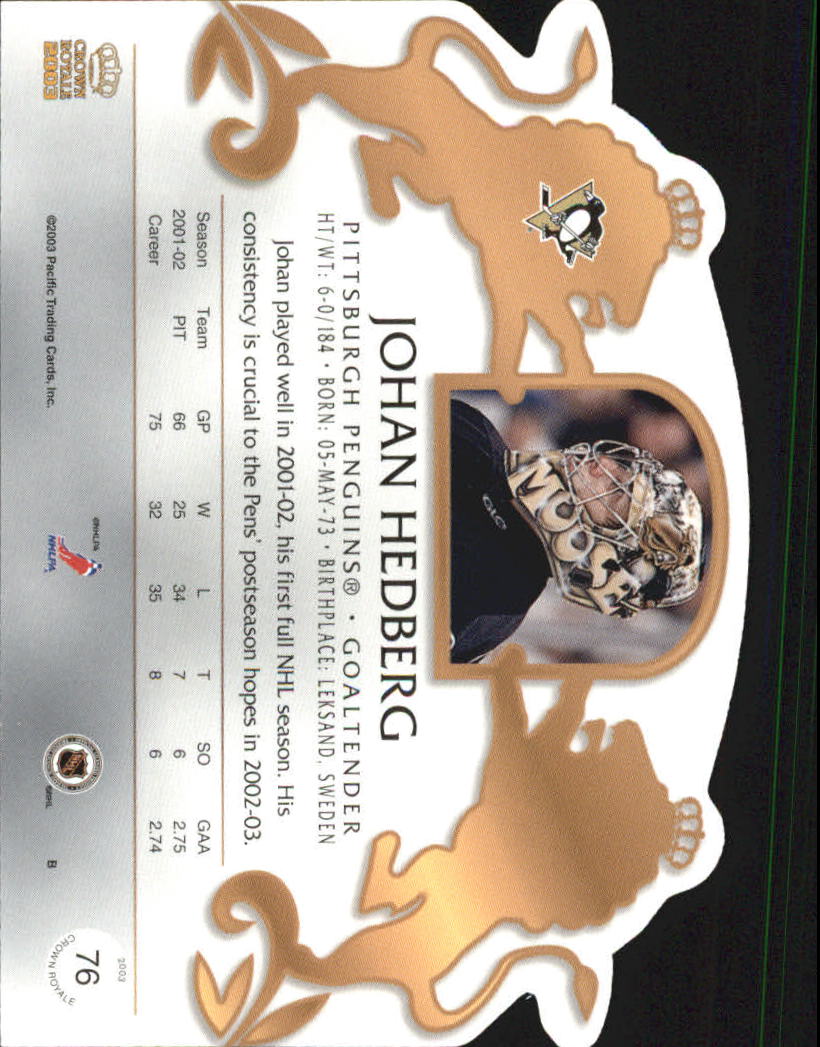 2002-03 Pacific Crown Royale - #76 Johan Hedberg