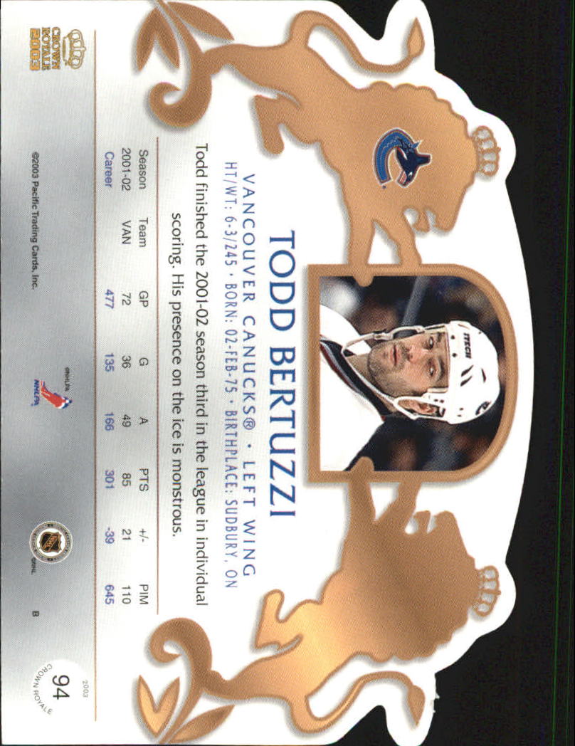 2002-03 Pacific Crown Royale - #76 Johan Hedberg