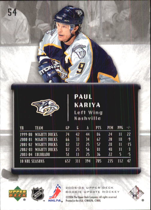 2005-06 Upper Deck Rookie Update Hockey Card Pick - Picture 103 of 215
