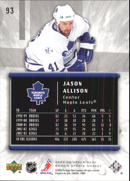 2005-06 Upper Deck Rookie Update Hockey Card Pick - Picture 179 of 215