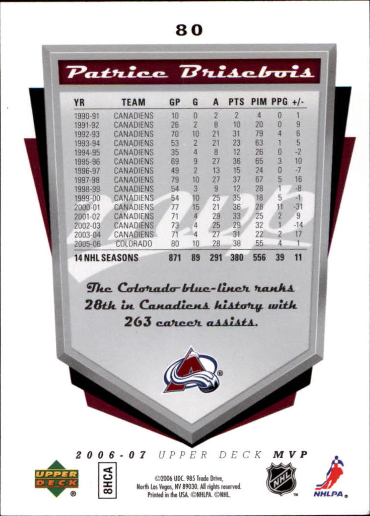 A9063- 2006-07 Upper Deck MVP HK #s 1-250 +Rookies -You Pick- 15+ FREE US SHIP - Picture 149 of 467