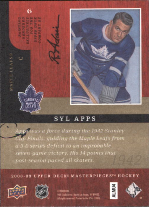 2008-09 UD Masterpieces Hockey Card Pick