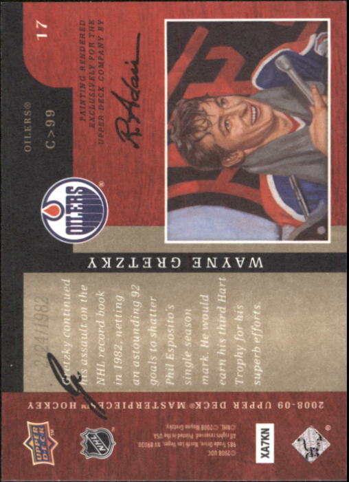 2008-09 UD Masterpieces Hockey Card Pick