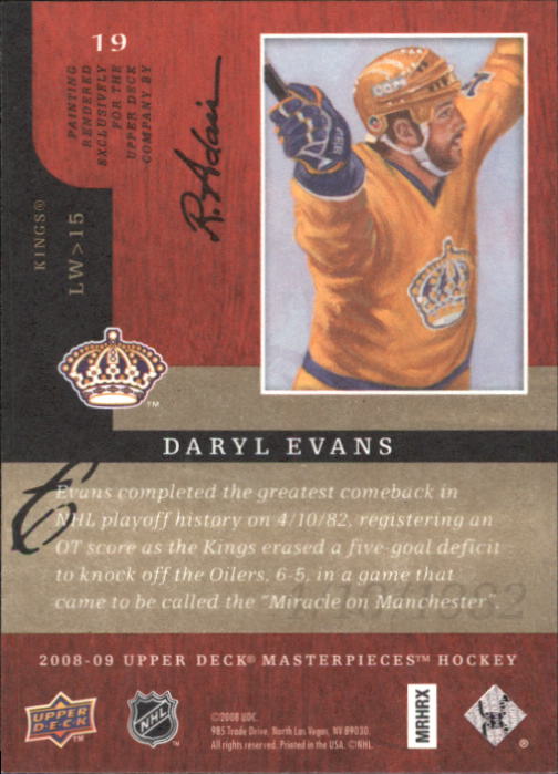 2008-09 UD Masterpieces Hockey Card Pick