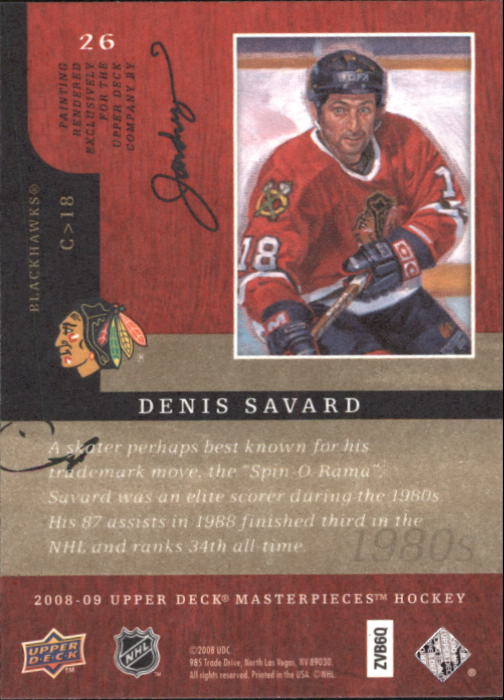 2008-09 UD Masterpieces Hockey Card Pick