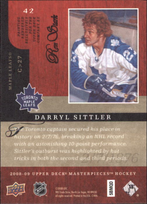 2008-09 UD Masterpieces Hockey Card Pick