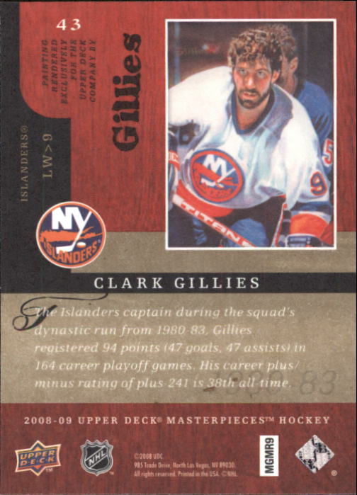 2008-09 UD Masterpieces Hockey Card Pick