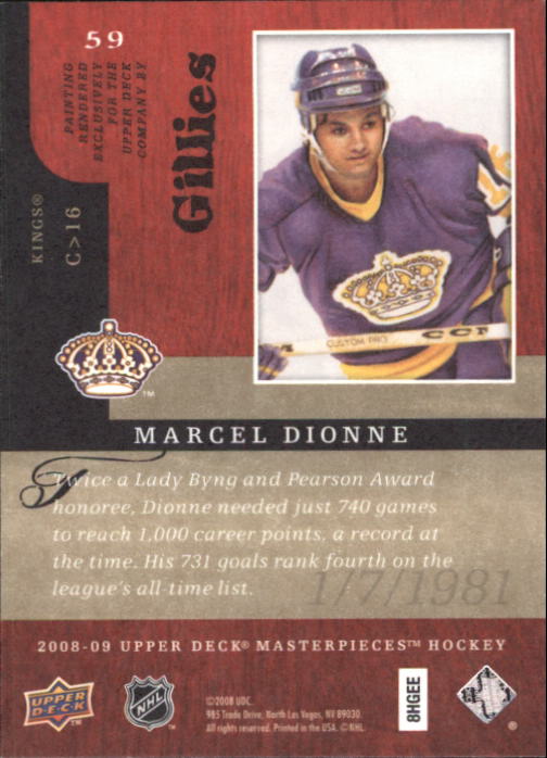 2008-09 UD Masterpieces Hockey Card Pick