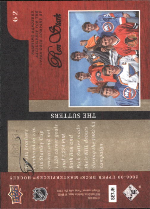 2008-09 UD Masterpieces Hockey Card Pick