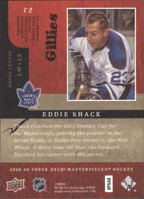 2008-09 UD Masterpieces Hockey Card Pick