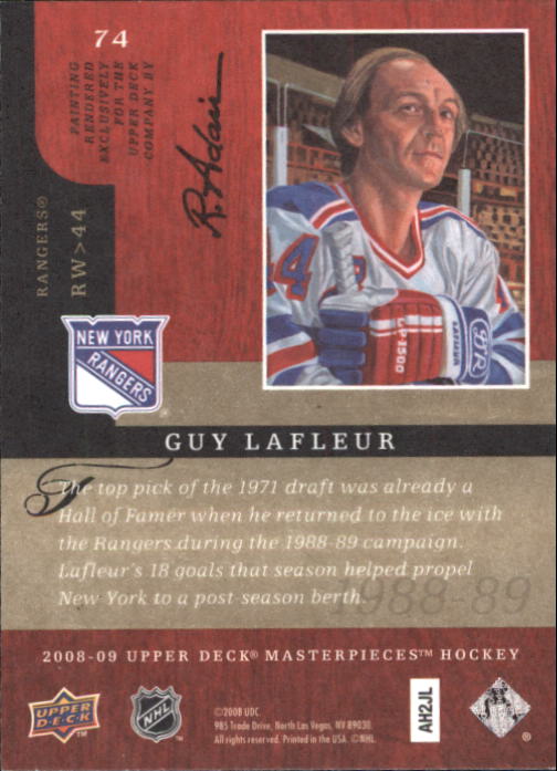 2008-09 UD Masterpieces Hockey Card Pick