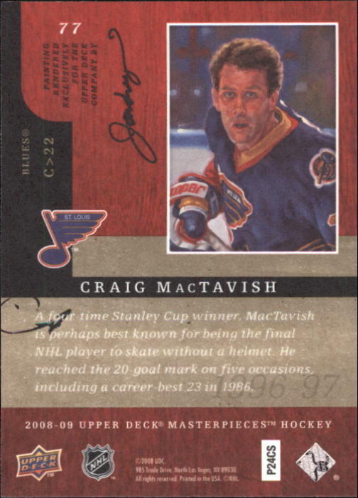 2008-09 UD Masterpieces Hockey Card Pick