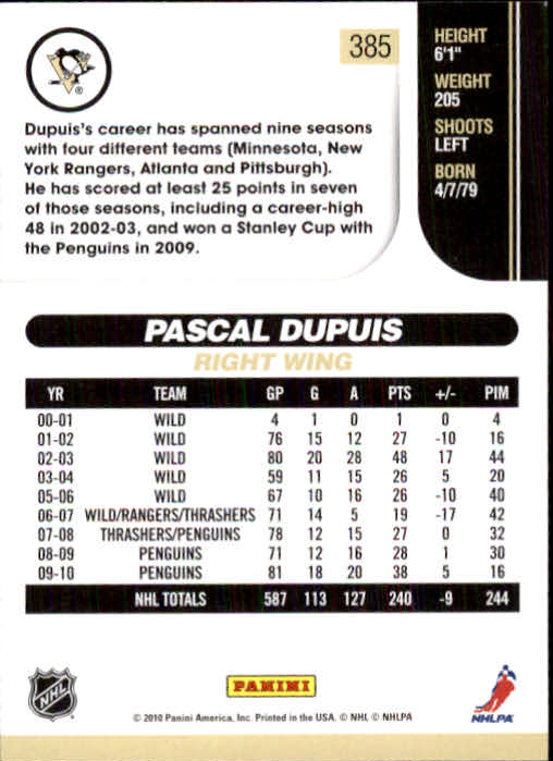 2010-11 Score Hockey Card Pick 252-499 - Picture 265 of 493