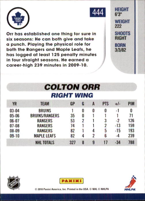 2010-11 Score Hockey Card Pick 252-499 - Picture 383 of 493