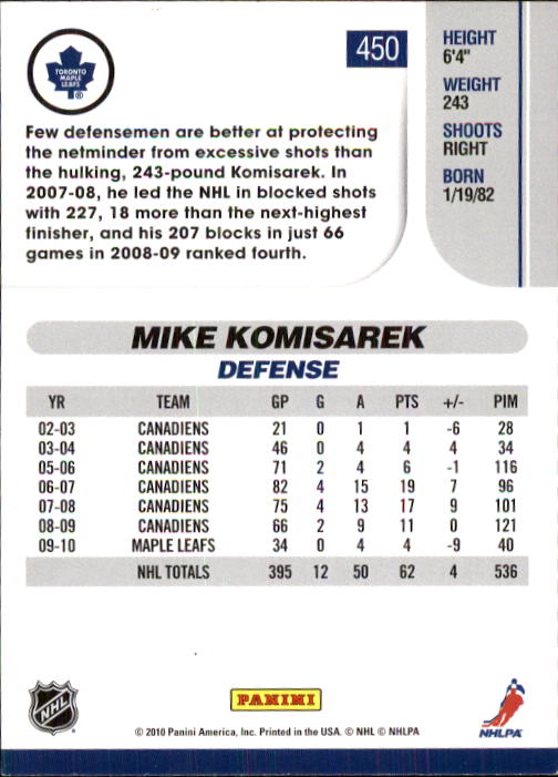 2010-11 Score Hockey Card Pick 252-499 - Picture 395 of 493