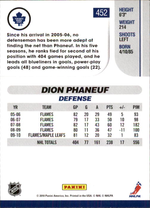 2010-11 Score Hockey Card Pick 252-499 - Picture 399 of 493