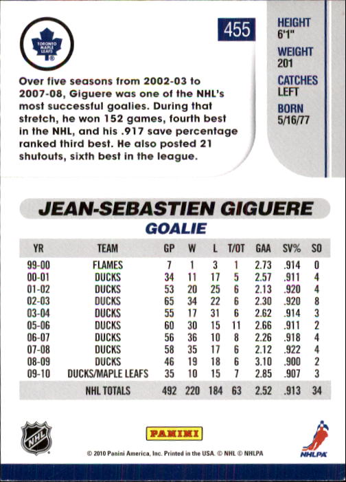 2010-11 Score Hockey Card Pick 252-499 - Picture 405 of 493