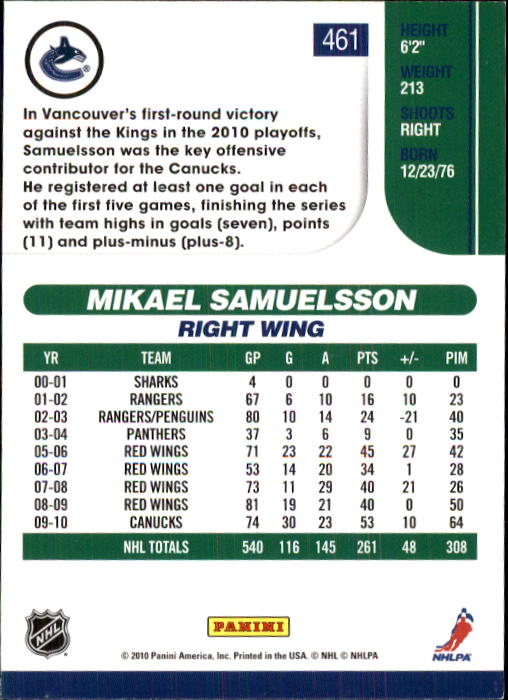 2010-11 Score Hockey Card Pick 252-499 - Picture 417 of 493