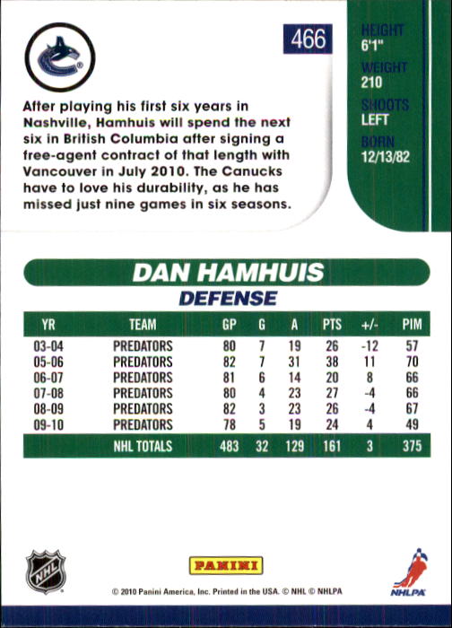 2010-11 Score Hockey Card Pick 252-499 - Picture 427 of 493