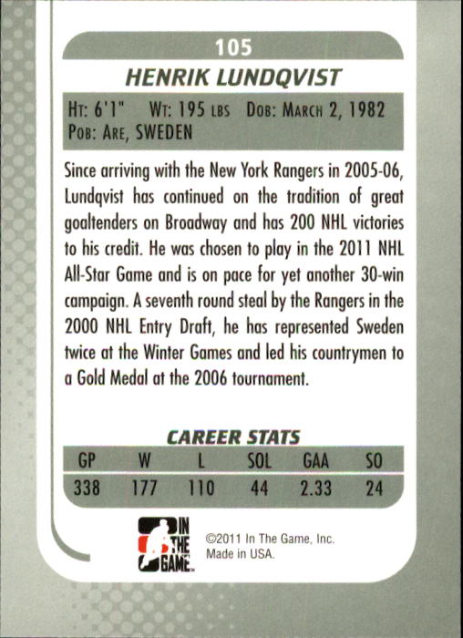 2010-11 In the Game Between the Pipes - #183 Steve Penney