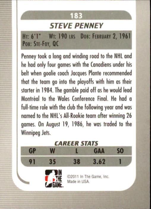 2010-11 In the Game Between the Pipes - #183 Steve Penney