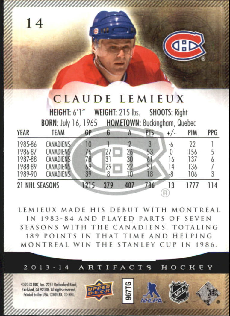 A3798- 2013-14 Artifacts Hockey Card #s 1-100 -You Pick- 15+ FREE US SHIP