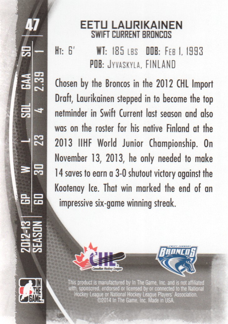 A3808- 2013-14 Between the Pipes Hk Card #s 1-150 -You Pick- 15+ FREE US SHIP