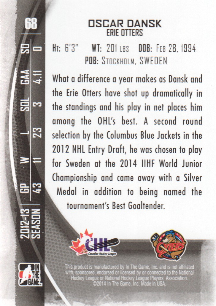 2013-14 Between the Pipes Hockey Card Pick