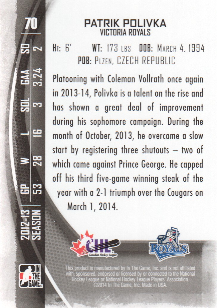 2013-14 Between the Pipes Hockey Card Pick