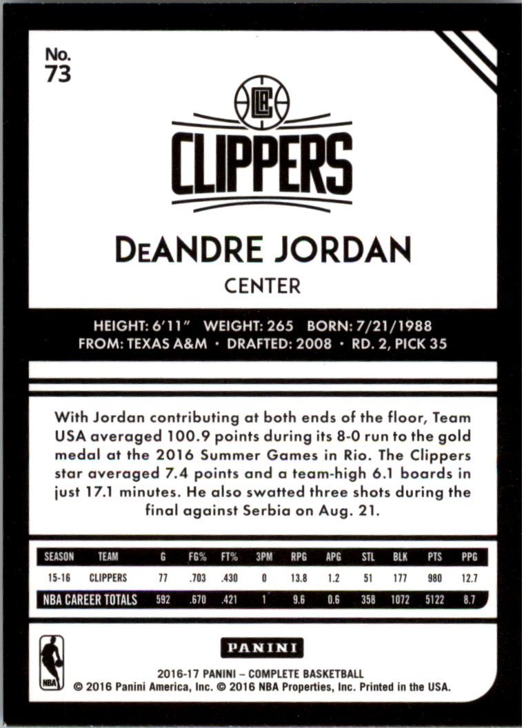2016-17 Panini Complete Basketball Card Pick 1-250 - Picture 141 of 488