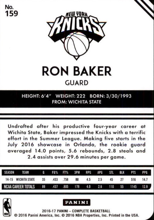 2016-17 Panini Complete BASKETBALL 101-200 You Pick - Picture 118 of 198
