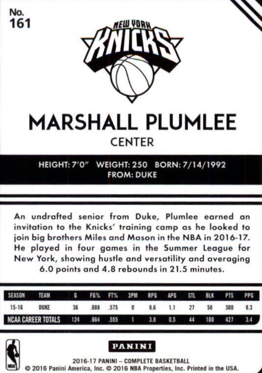 2016-17 Panini Complete BASKETBALL 101-200 You Pick - Picture 122 of 198