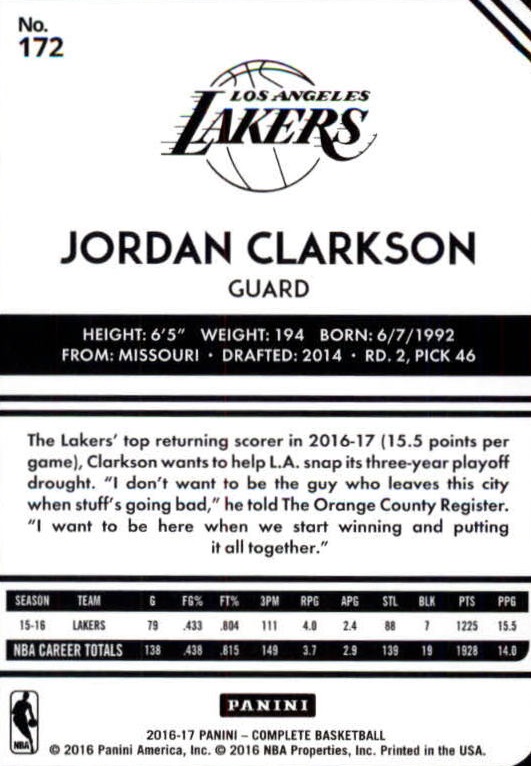 2016-17 Panini Complete BASKETBALL 101-200 You Pick - Picture 144 of 198