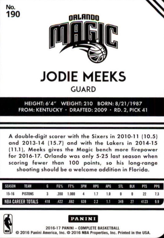 2016-17 Panini Complete Basketball Card Pick 1-250 - Picture 372 of 488