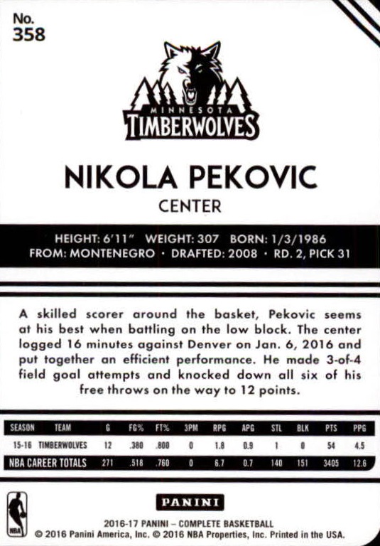 2016-17 Panini Complete BASKETBALL 301-400 You Pick - Picture 105 of 131