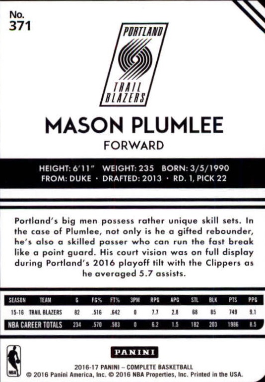 2016-17 Panini Complete Silver BASKETBALL 301-400 You Pick - Picture 77 of 111