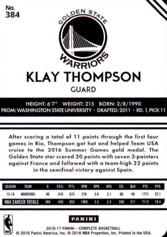 2016-17 Panini Complete Silver BASKETBALL 301-400 You Pick - Picture 95 of 111