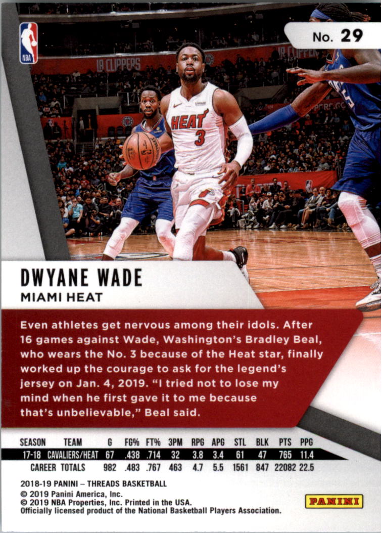#98 Dwyane wade 2016-17 Panini Threads baloncesto Walker