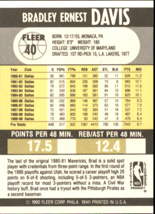 1990-91 Fleer Basketball Card Pick - Picture 77 of 393