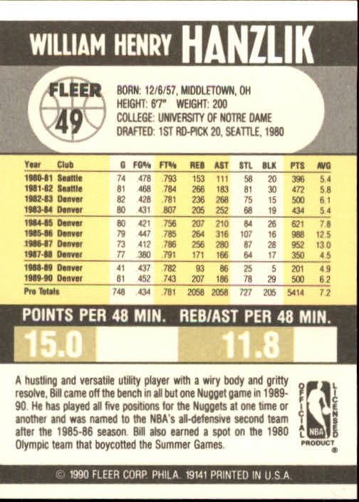1990-91 Fleer Basketball Card Pick - Picture 95 of 393