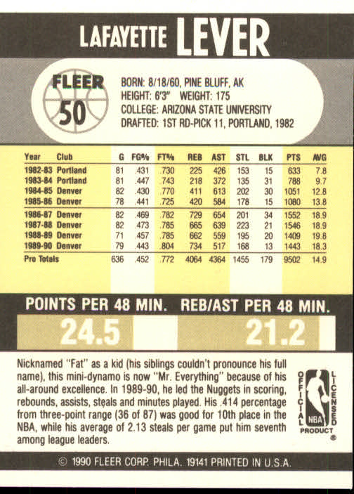 1990-91 Fleer Basketball Card Pick - Picture 97 of 393