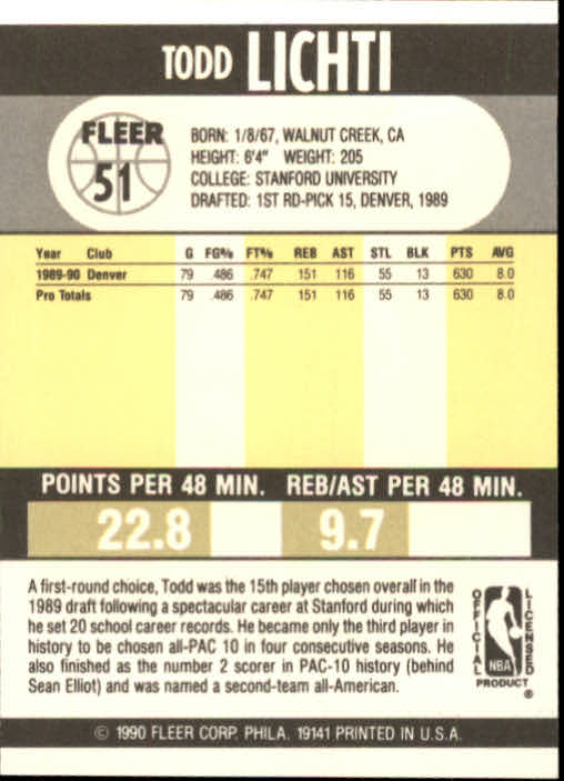 1990-91 Fleer Basketball Card Pick - Picture 99 of 393