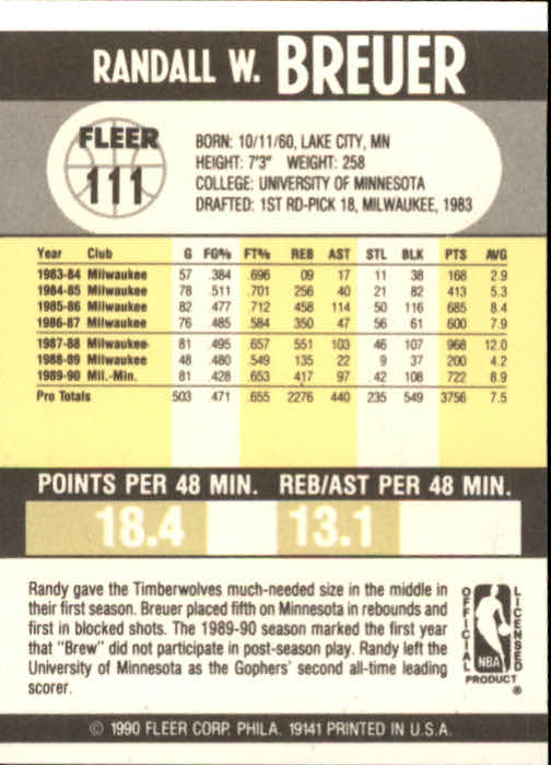 1990-91 Fleer Basketball Card Pick - Picture 219 of 393